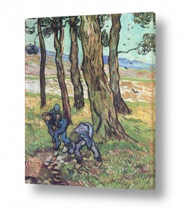אמנים מפורסמים וינסנט ואן גוך | two diggers among trees