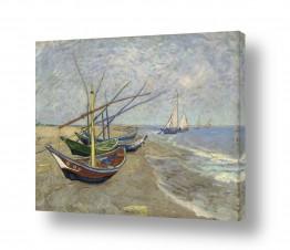 אמנים מפורסמים וינסנט ואן גוך | fishing boats on the beac