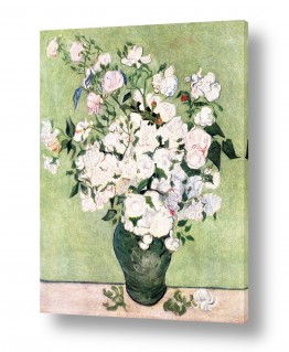 אמנים מפורסמים וינסנט ואן גוך | a vase of roses