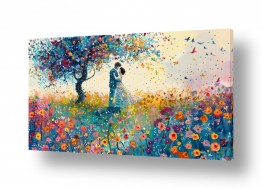 תמונות לפי נושאים זוג | זוג מאוהב בשדה פרחים