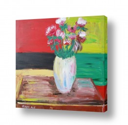 ורד אופיר ורד אופיר - ציירת בסגנון אופטימי - שולחן | אגרטל פרחים