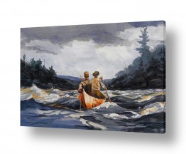אמנים מפורסמים וינסלו הומר |  Canoe In The Rapids