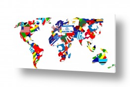 נושאים מפת העולם לקיר | מפת עולם דגלים