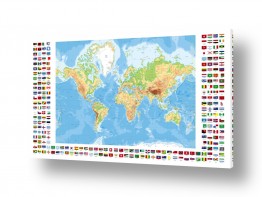 תמונות לפי נושאים world | מפת העולם בעברית עם דגלים - פיזית