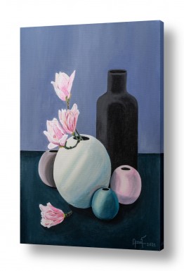 טבע דומם אגרטל פרחים | Magnolia in a vase