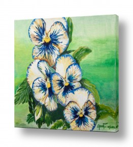 סגנונות ציורי שמן | Pansy flowers
