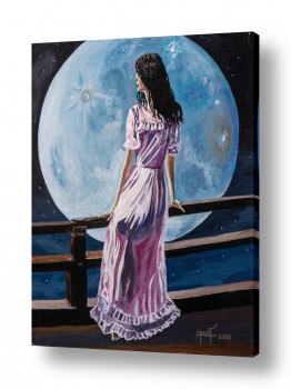 אסטרונומיה ירח | Girl and moon