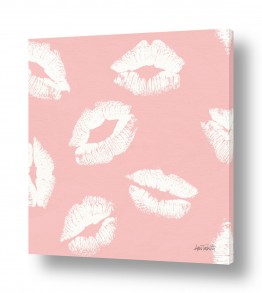 ציורי אבסטרקט מופשט מינימליסטי | נשיקות בורוד לבן