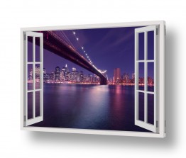 תמונות לחדר שינה חלונות מדומים לחדר שינה | גשר בלילה בחלון