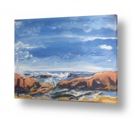 ציורי אקריליק ציורים בצבעי אקריליק | ים כחול ושמיים