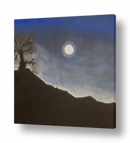 ציורי אקריליק ציורים בצבעי אקריליק | ירח מדברי מלא