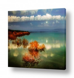 תמונות טבע שמים | כנרת תורכיז וירח