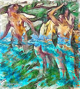 מתרחצות בנהר