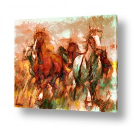 ציורים ציור | סוסים הדוהרים ללא רסן