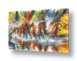 ציורים ציורים אנרגטיים | סוסי פרא