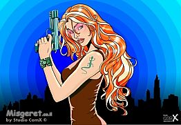 Gun girl blue orange