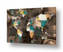 ציורי אבסטרקט מפות מופשטות | כל העולם כולו בגזרי עיתון