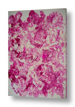 ציורי שמן - נוף עצים שיחים ופרחים | פרחי לילך וסגול