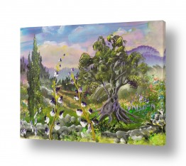 ציורים חיים בורוש | בין הברוש לזית