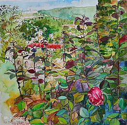 ורד אדום בנוף