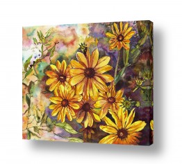 ציורי פרחים ועצים פרחים | חרציות צהובות