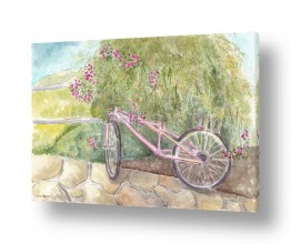 ציורי נוף על קנבס שבילים | אופניים ישנים