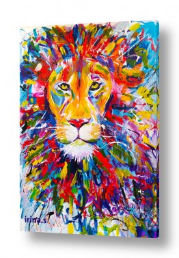 ציורים ציורים של בעלי חיים | אריה צבעוני ושמח