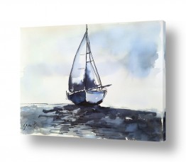 ציורים ציורים מים וים | סירה בלב ים