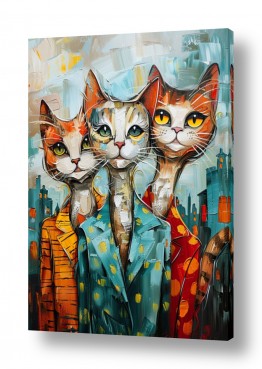 סגנונות אמנות נאיבית | חתולים והעיר הגדולה