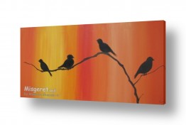 טבע נוף ודמויות גלריה 1 | ציפורים על ענף