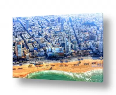 תמונות נוף לסלון תמונות ים ושמים לסלון | חוף פרישמן מלמעלה