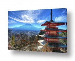 צילומים צילומים מבנים וביניינים | הר פוג'י ומקדש יפני