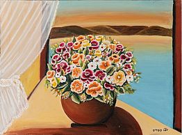 פרחים בחלון