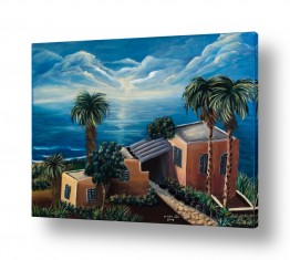 ציורים ציורים עם שמיים | הבית על חוף הים