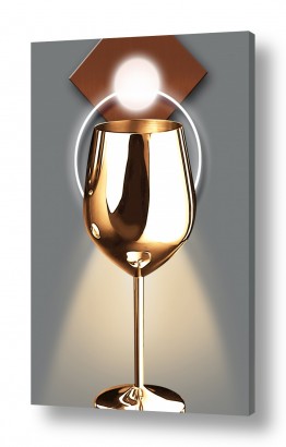 קולקציות תמונות קנבס זכוכית מודרניות | כוסות בזהב מודרני I