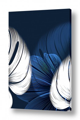 Artpicked  הגלרייה שלי | עלים בכחול ולבן מודרני III