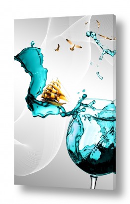קולקציות תמונות קנבס זכוכית מודרניות | שלשיית יין להצלחה ושגשוג III
