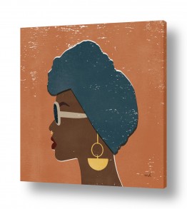 תמונות נבחרות ציורים ואמנות דיגיטלית | אפריקאית כחול עם עגיל צהוב