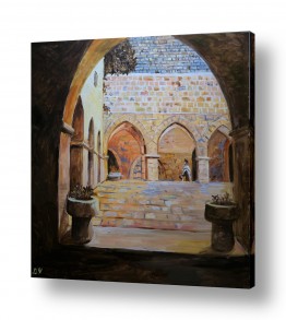 ציורים שמואל מושניק | חצר קבר דוד המלך