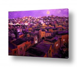 ציורים שמואל מושניק | לילה קיצי בחברון