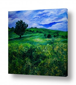 ציורים שמואל מושניק | מורדות הגולן בחורף