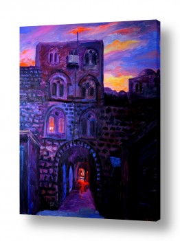 ציורים שמואל מושניק | נרות שבת בקסבה של חברון