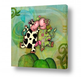 ציורים ציורים לחדרי ילדים | פרות מרקדות