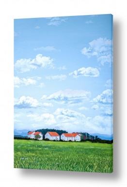 נריה ספיר נריה ספיר - ציור ריאליסטי - עננים | שמיים מעל הכפר