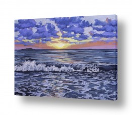 נריה ספיר נריה ספיר - ציור ריאליסטי - גלים | שקיעה על הים