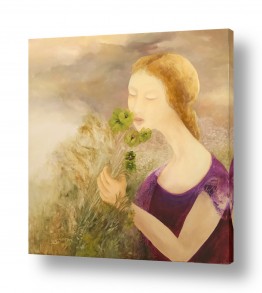 ציורים נריה איטקין | נערה בשדה פרחים