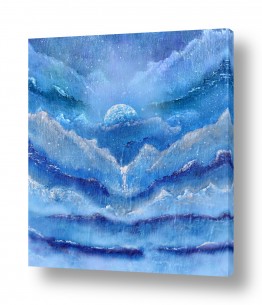 ציורי אבסטרקט אבסטרקט בצבעי מים | Blue Snow