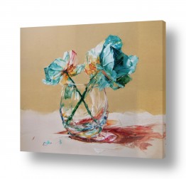 צבעים פופולארים צבע קרם | זוג פרחים בכלי זכוכית