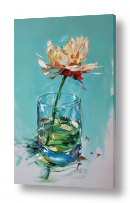 פרחים חרציות | פרח בכלי זכוכית