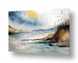 תמונות לסלון ציורים יפים לסלון | אגם סתווי